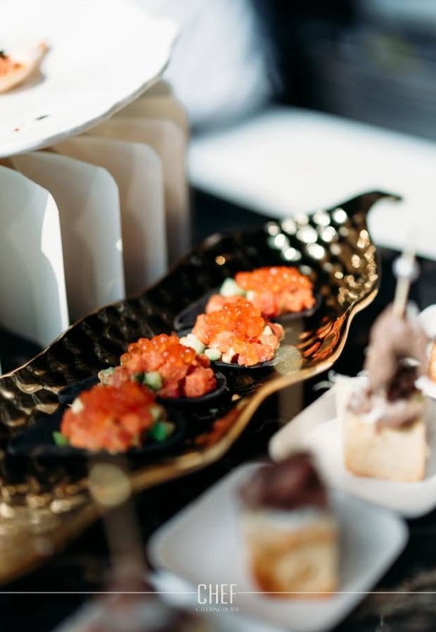 Caviar and salmon service
